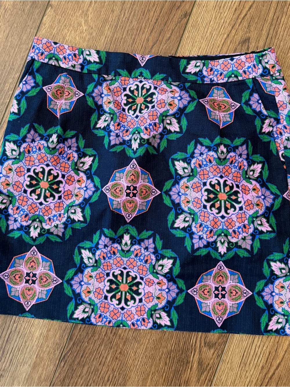 J Crew Navy Floral Medallion Mini Skirt - Women Sz 8